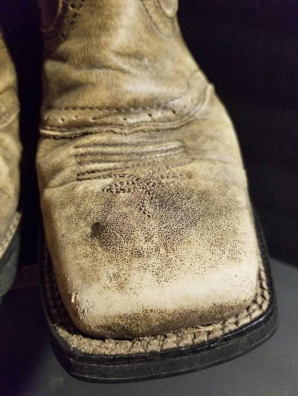 Ariat Fatboys Squaretoe Distressed Brown Blue Embroider Cowboy Western Boots 9B